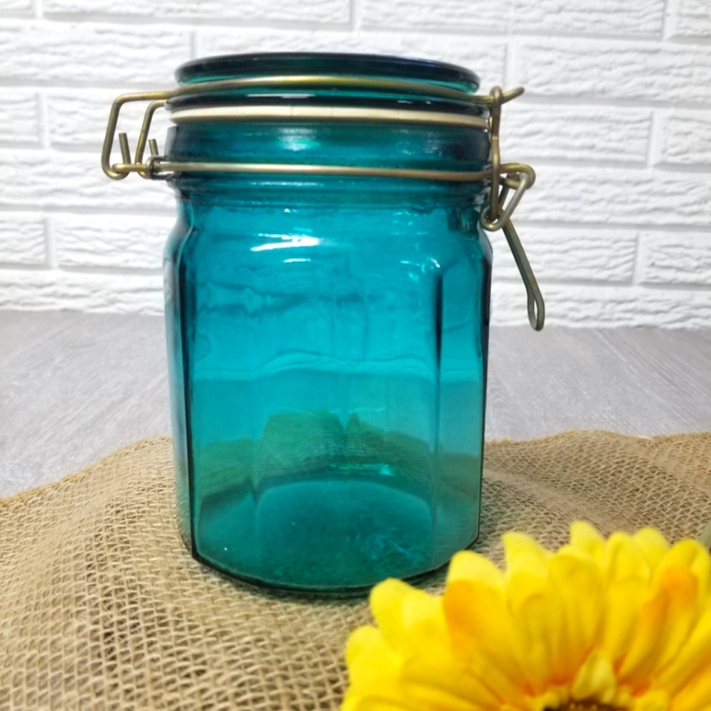 12 sided glass canister/jar